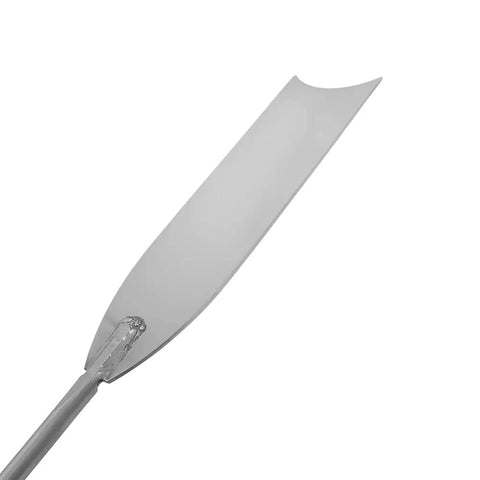 Close-up of high carbon steel blade of Asparagus Knife And Weeding Tool, 25 Inch Total Length, 1.5 Inches Wide By 5.5 Inches