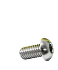 Top Shelf Grade 5 Titanium Button Head Hex Socket Cap Screw M4 X 15mm ISO 7380 standard fastener with a low-profile head.