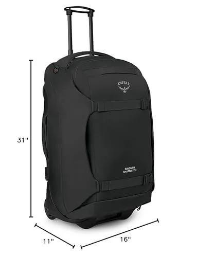 Osprey Sojourn Shuttle 100L black wheeled duffel luggage with extendable handle