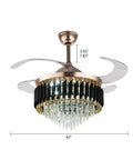 TTbhfui 42 Inch 3-Color Invisible Crystal LED Ceiling Fan Light with Remote, featuring a stylish design and clear blades.