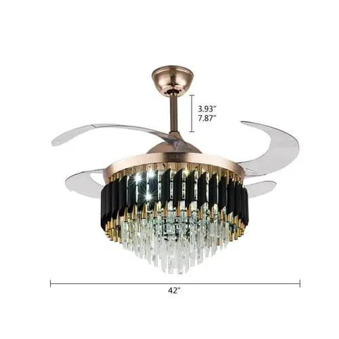 TTbhfui 42 Inch 3-Color Invisible Crystal LED Ceiling Fan Light with Remote, featuring a stylish design and clear blades.