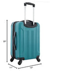 Travelers Club Chicago teal hardside expandable spinner luggage, 22-inch carry-on, front-left view