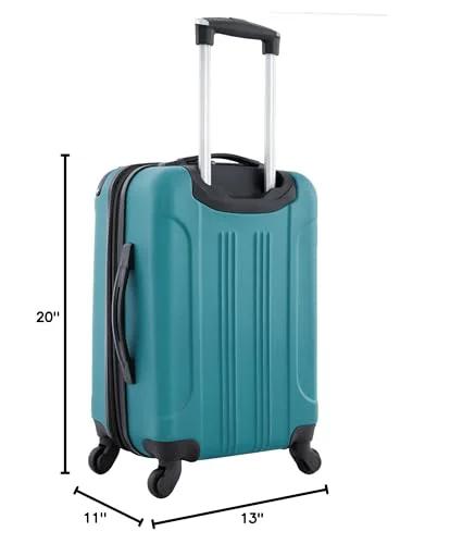 Travelers Club Chicago teal hardside expandable spinner luggage, 22-inch carry-on, front-left view