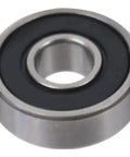 Heavy Duty Angular Contact Ball Bearing With Ground Surfaces And Wide Inner Ring Shaft For Rock Solid Load Distribution And Knockout Longevity Featuring 0.3937 Inch Internal Diameter. Close-up of a sealed ball bearing.