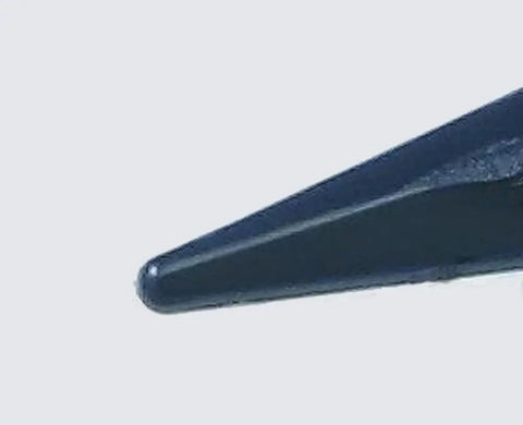 Close-up of Hidden Leaf Style Kunai Trainer's rounded polypropylene blade tip, 11.75 inch, safe for martial arts drills.