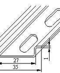 Diagram of One Meter Slotted Steel DIN Rail For Easy Snap Mounting In Panels 35mm Wide 7.5mm High RoHS Compliant With 6.2 x 18mm Slots