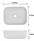 USZWBY Vessel Sinks Household Small Size Square Rounded White Countertop Ceramic Basin Bathroom Kitchen Sink with dimensions 410mm x 310mm x 140mm.