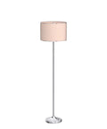 Lit Glam Chrome And Crystal LED Floor Lamp With White Linen Drum Shade, 59.5 Inch Tall Standing Pole Light For Living Room