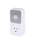 Motion Activated Power Socket Switch With PIR Sensor, 110V Infrared Outlet, 1800W Load Capacity For Garage, Hallway And Indoor Security Lighting, Auto On When Motion Detected, Auto Off After Inactivity, White, front view