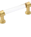10 Piece 5 Inch Gold Cabinet Handles Set Crystal Acrylic Drawer Pulls With Brushed Brass Finish For Cabinets Dresser Cupboard