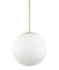 Ceres 14-Inch Mid Century Modern Globe Pendant Light With Frosted Glass Orb Warm Brass Finish Sleek Minimalist Hanging Lamp