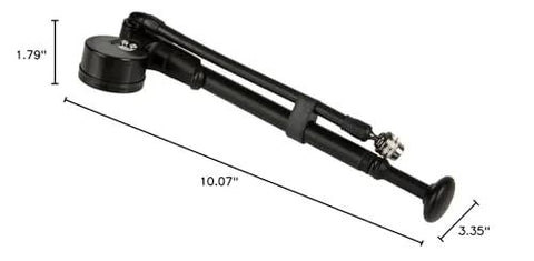 Fox Factory HP Shock Pump with swivel head, side view, black, 10.07 in long