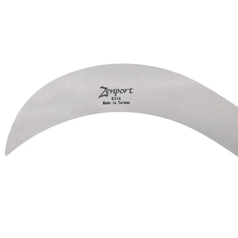 Close-up of Beefy Heavy Duty Harvest Sickle With Carbon Steel Blade And Aluminum Handle, 9 Inch Hooked Blade detail