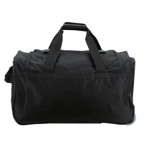 Rockland rolling duffel bag, black nylon, 22-inch with dual top handles and wheels