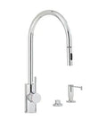 Contemporary Pull Down Kitchen Faucet Three Piece Suite With Heavy Duty Smooth Glide Spray Jet And Distressed American Bronze Finish.