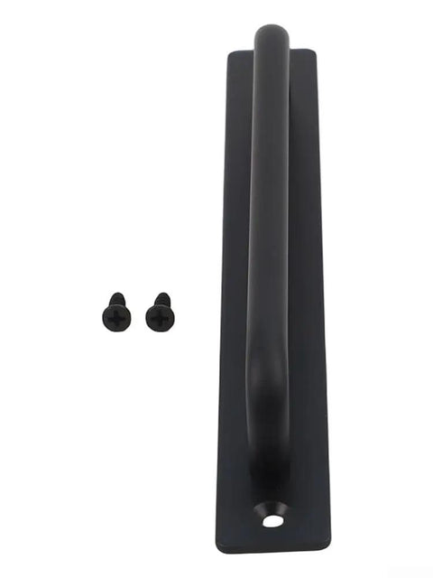 Aluminum Alloy Sliding Door Handle Pull Push Barn Door Hardware For Interior And Exterior Wood Glass Aluminum Closet Doors Fence Gates And Shed Doors Brushed Finish 212 x 25 mm, shown front view with screws