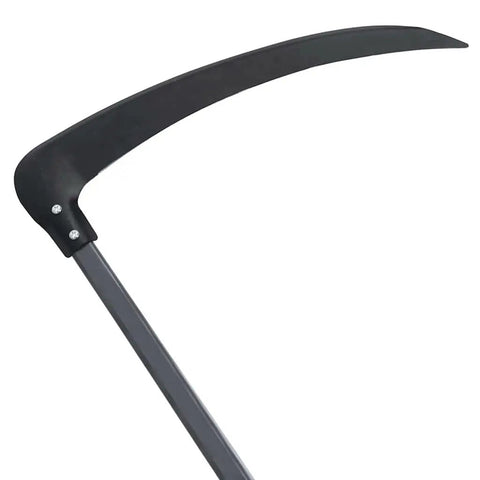 Beefy Heavy Duty Garden Scythe with Black And Brown Steel Blade, Handcrafted Wood Handle 57.1 Inch Reach, Matte Rustic Finish Visible