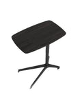 Adjustable Rolling Overbed Table With Smooth Casters And Easy Height Flex To Keep You Comfy On The Couch, top view, black MDF surface.