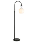 Dope Arc Floor Lamp With Glass Shade In Blackened Bronze And White Milk Glass Modern Standing Lamp For Living Room Bedroom And Home Office Decor Seventy Inch Tall With Eight Foot Cord And E26 Base