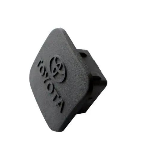 Toyota Stainless Steel Trailer Hitch Cover PT22835960HP Heavy Duty Receiver Cap showing embossed logo and rugged shine