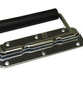 RH-0532F-A Spring Loaded Surface Mount Handle With Rubber Grip In Bright Zinc Finish, 4.88 W x 3.20 H, 16 Gauge Plate, Five Mounting Holes