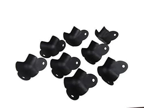 2-Leg Amp And Cabinet Corner Brackets In Textured Black Powder Coat, 18 Gauge Steel, Two Mounting Holes Each 0.18 Inch Diameter, Set Of 8