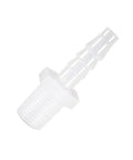 Plastic hose barb fitting, 1/4 in barb to 1/4 in NPT male, white, pack of 5