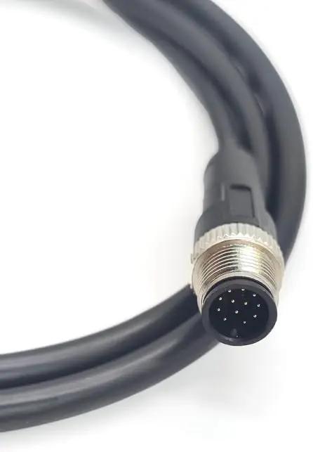 M12 12 Pin A Code Connector Cable Male To Female IP67 Waterproof Industrial Extension Wire 30V 1.5A close-up view
