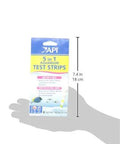 Quick Dip Five In One Aquarium Water Test Strips For Freshwater And Saltwater Tanks in hand, showing 7.4 inches packaging size.