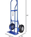 Front view of blue Pro-Lift heavy-duty hand truck with vertical handle, 1000 lb capacity, 50 in tall, 20x23 in base