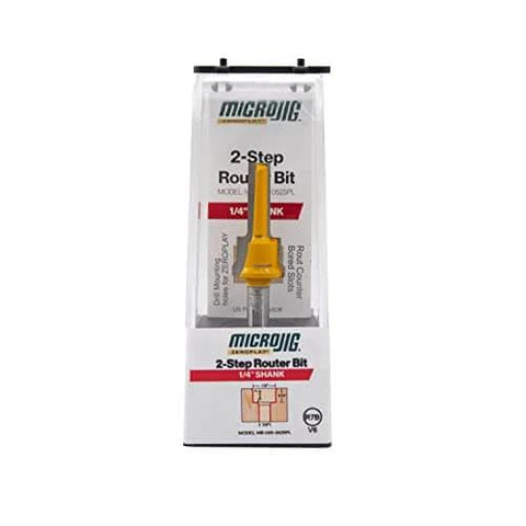 Half Inch By Fourteen Inch Two Step Plunge Router Bit With One Quarter Inch Shank for Zeroplay and Matchfit hardware, packaged view