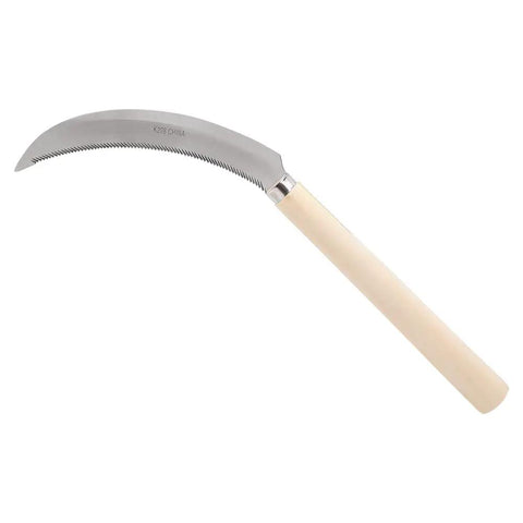 K208 Berry Harvest Sickle With Wooden Handle, 6.5-Inch Serrated Stainless Steel Blade, Japanese Style Curved Go-To Harvest Tool