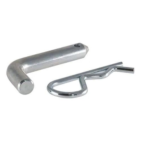 Half Inch Trailer Hitch Pin And Clip For One And A Quarter Inch Receivers, Easy Grip 105 Degree Bend, solid steel with zinc finish