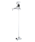 Heavy Duty Electric Trolling Motor Packing Gnarly 100 Lb Thrust With Hella Tight GPS Anchor Lock, white and sleek design.