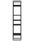 Black Four Tier Book Cabinet With Engineered Wood Shelving Industrial Style Tall Bookshelf For Living Room Or Home Office Durable Storage