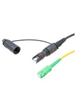 Fiber patch cable with Opti-Tap SC/APC to SC/APC connectors; yellow jacket, green SC/APC plug