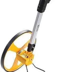 Heavy Duty Yellow And Black Rolling Measuring Wheel With Pistol Trigger And Mechanical Counter Tallies Up To Ten Thousand Meters for land surveys.