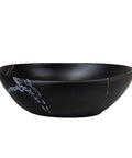 USZWBY Vessel Sinks Bathroom Vessel Sink Creative Balcony Art Wash Basin Ceramic Black Washbasin Vanity Bathroom Bowl Sink, side view.