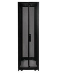 Front view of black 42U Server Rack Enclosure Cabinet With Doors And Side Panels For 19 Inch Gear, 3000 Pound Capacity