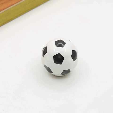 Solid Ceramic Soccer Knobs Four Pack Football Drawer Handles For Kids Bedroom And Man Cave Sports Decor Dresser Cabinet Pulls Easy Install Badass Home Gear, black and white soccer ball design.