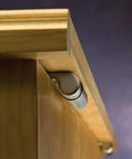 Lid Stay Torsion Soft Close Hinges Pair of 2 Rustic Bronze 60 Pound Lid Support installed on wooden cabinet holding lid at 90 degrees