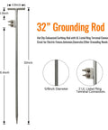 Five Eighth Inch Thirty Two Inch Grounding Rod Hot Dip Galvanized Steel Per ASTM A153 With Ring Terminal Connector Lugs UL Listed