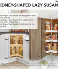 32 Inch Kidney Shaped Wood Lazy Susan With 360 Degree Swivel Bearings For In Cabinet Kitchen Organization and Access to Pots and Pans