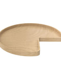 32 Inch Kidney Shaped Wood Lazy Susan With 360 Degree Swivel Bearings, top view, showcasing wooden texture and shape for kitchen organization.