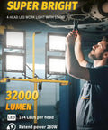 Ultra Bright 32000 Lumen LED Work Light With Stand And Remote, Four Head 280W Portable Tripod Light, technician working