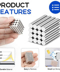 320 Pcs Small Neodymium Magnets 6x2mm Rare Earth Magnets For Whiteboards Office And School Crafts, nickel finish display