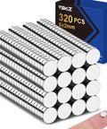 320 Pcs Small Neodymium Magnets 6x2mm Rare Earth Magnets For Whiteboards Office And School Crafts, stacked with package