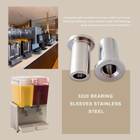 Six Pack 3220 Bearing Sleeves Replacement For Beverage Dispensers, 3587 Compatibility, stainless steel, commercial use displayed