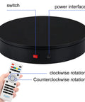 32cm Motorized Rotating Platform With 350lbs Capacity for Photography and Display shown with remote control and design features.