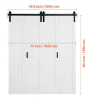 MDF Bifold Barn Door 72 By 84 Inches With Space Saving H Frame Easy Glide Track System Preassembled Panels Header Board And Hardware Kit Included Waterproof And Quiet White